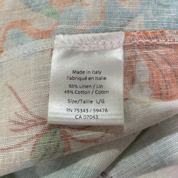 LE RAGAZZE NWT Sleeveless Empire Maxi Dress Linen Blnd Border Seaside Pnk/Mult L - Picture 10 of 11